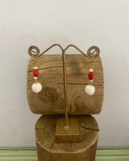 Pendientes hueso con coralina