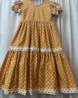 Vestido canastero mostaza lunar