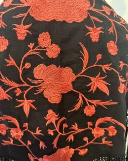 Mantón modelo MENORCA Negro-Coral