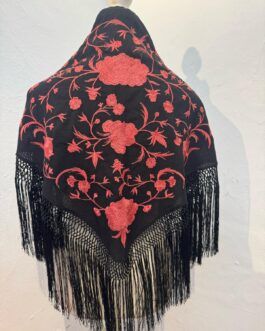 Mantón modelo MENORCA Negro-Coral