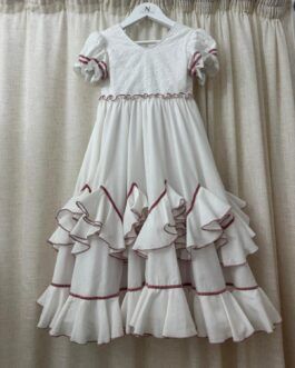 Vestido blanco y rosa