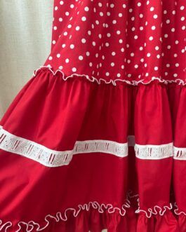 Vestido rojo lunar blanco