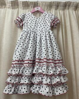 Vestido blanco lunar negro