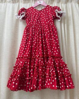 Vestido rojo lunar blanco