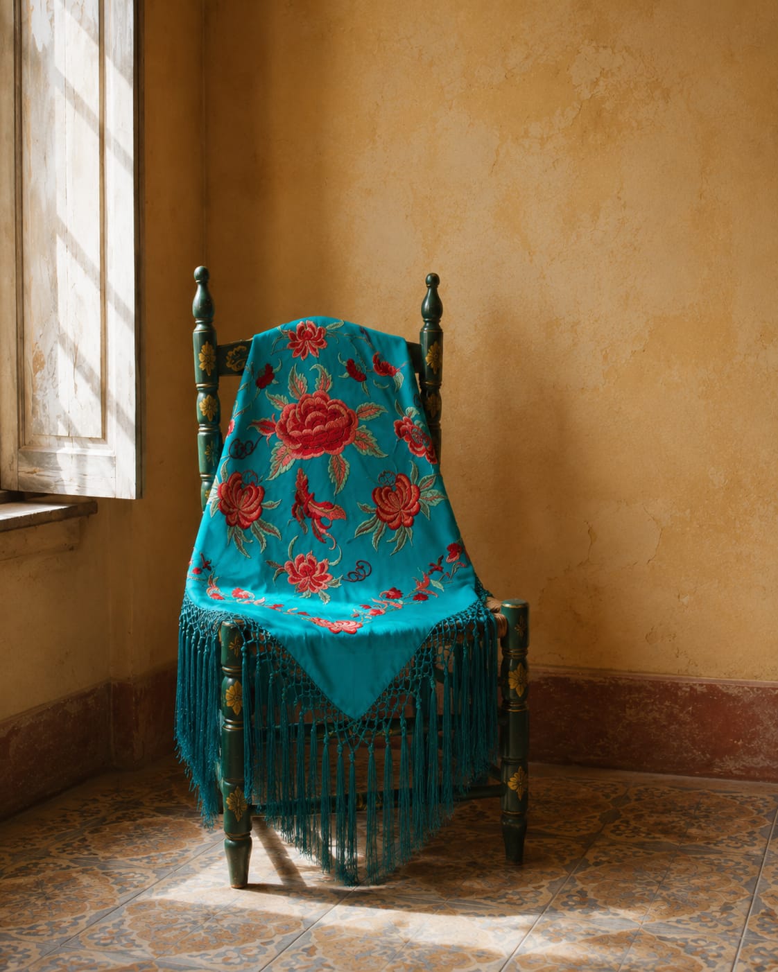 Mantón modelo SEVILLA Turquesa