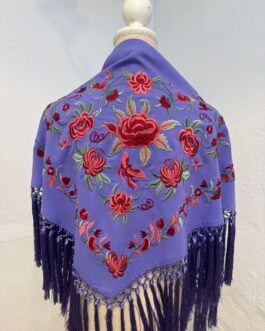 Mantón modelo SEVILLA Malva Azulado