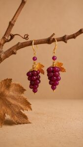 Pendientes Uvas Buganvilla Oscuro