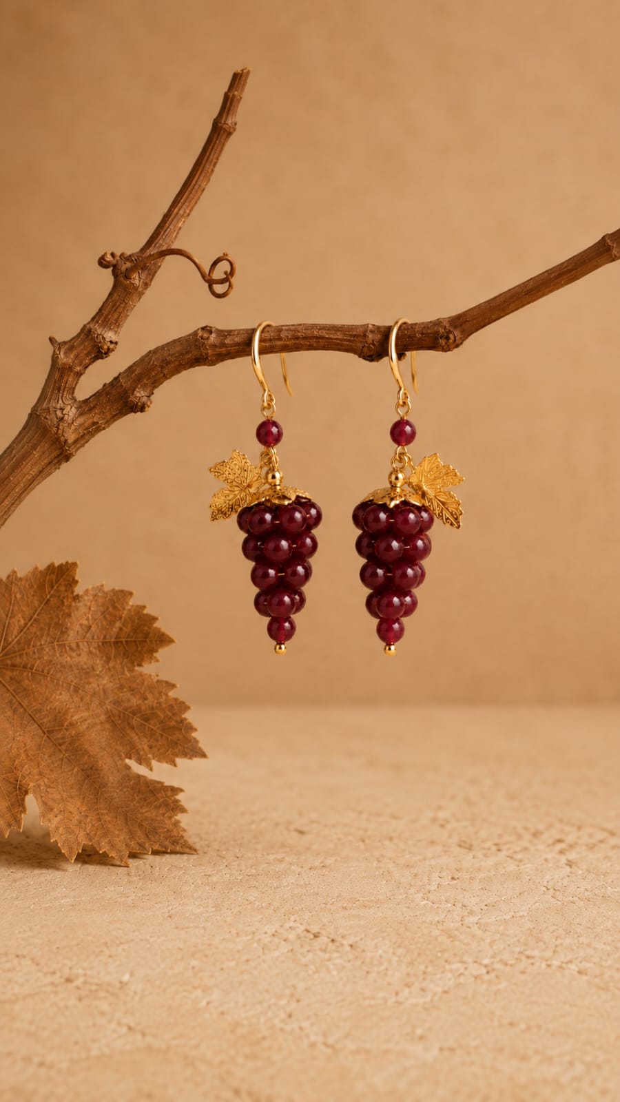 Pendientes Uvas Vino