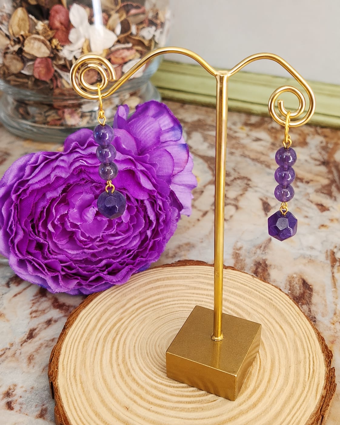 Pendientes Piedras Morado - Imagen 3