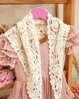 Vestido Flamenca Niña Rosa Lunares Blancos